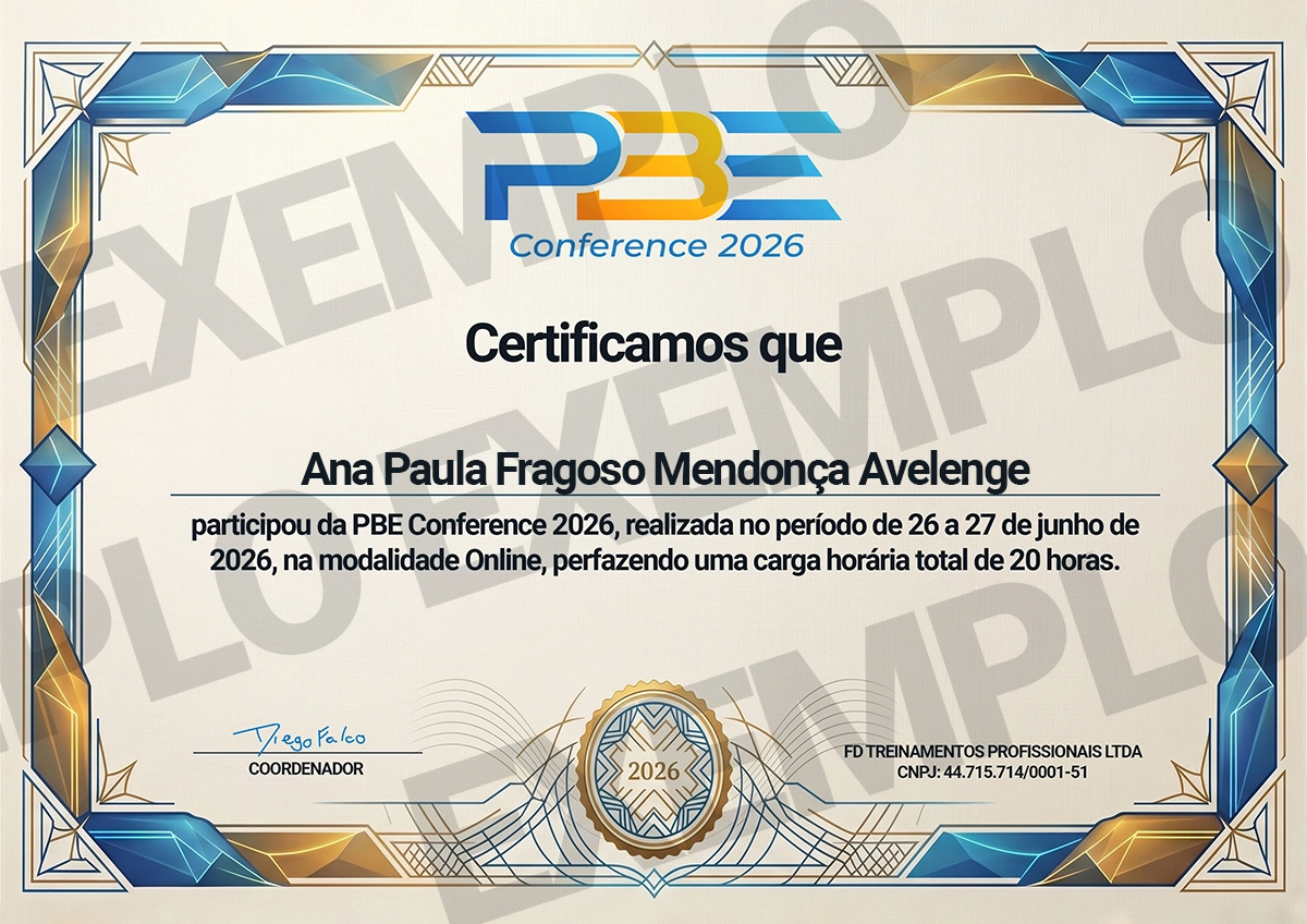 Modelo do certificado de participação PBE Conference 2026